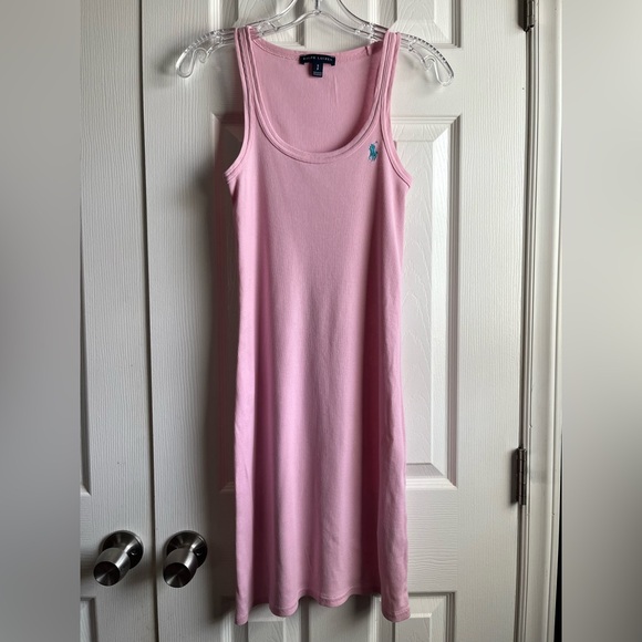 Ralph Lauren Dresses & Skirts - Ralph Lauren Light Pink Ribbed Tank Mini Dress Small 100% Pima Cotton